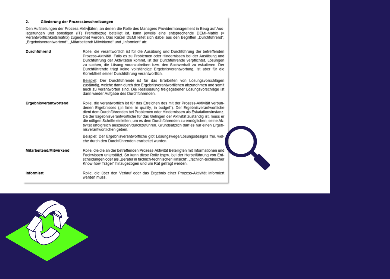 Muster-Rollen und -Prozesse Screenshot Provider Management